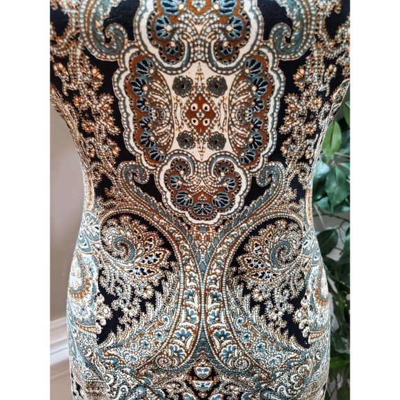 Studio 1 Women's Multicolor Polyester Round Neck Sleeveless Knee Length Dress 4 - Picture 3 of 11